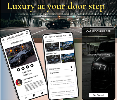 ✨ Luxury Car Booking App Layouts ✨ beginner carrentalapp designinspiration interactiondesign learningjourney luxurycars practice ui uidesign uxdesign