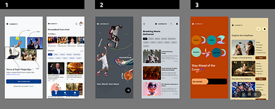 News app interfaces app blue branding colors design fashion interface lol mobile news news app orange product design screen sign up sport typography ui ux welcome screen