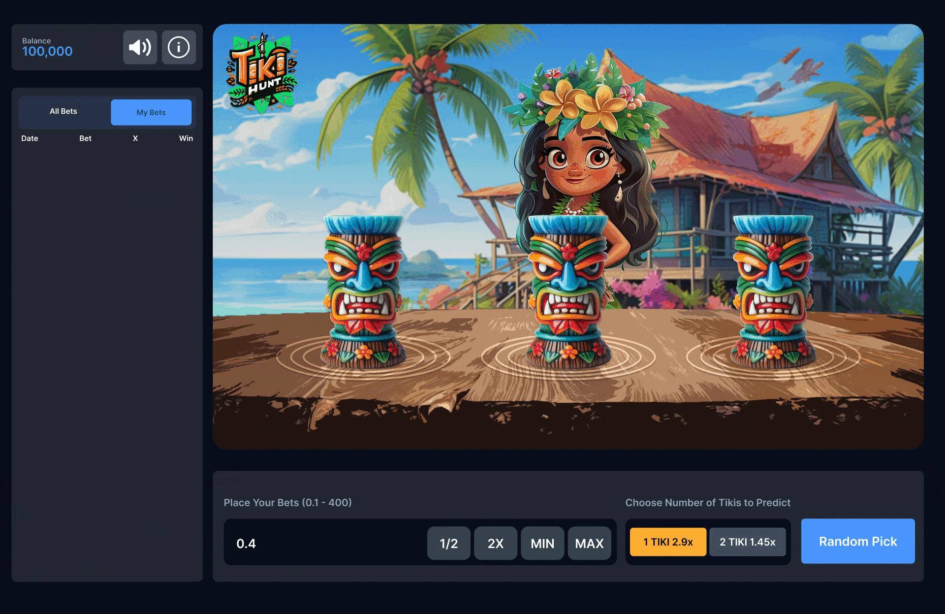 Tiki Hunt Shell Game animation app betting branding casino design gambling game design gaming graphic design illustration logo motion graphics typography ui ui design user experience user interface ux vector