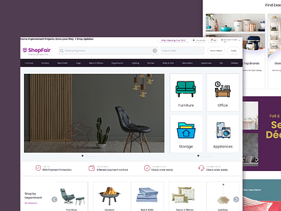 ShopFair application chair furniture gardening home indoor landing page latest lighting new office pillow plants sofa trending ui user friendly ux web design website