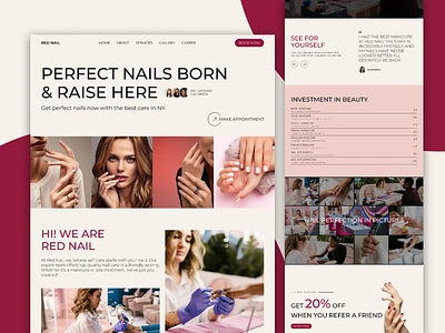 RED NAIL - Nail Salon Website Design landing page design motion graphics nail salon nail salon website trending design ui ui ux web design web development webflow website design wellcrafters