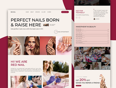 RED NAIL - Nail Salon Website Design landing page design motion graphics nail salon nail salon website trending design ui ui ux web design web development webflow website design wellcrafters