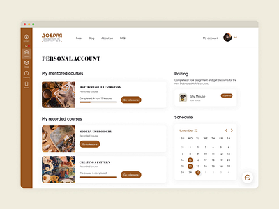 Karina Kino Art School - Dashboard component dashboard design design system library ui ui kit ux web website