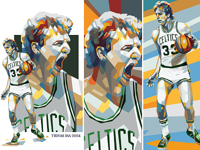 Larry Bird basketball basketball player colorful illustration illustrator inspirational pop art portrait portraiture retro color sport poster sportplayer sports vector vectorart vintage color