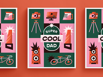 Coolest Dad bike camera coffee design fathers day graphic design illustration saw speaker vector video