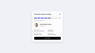 Employee project booking card booking card employee enterprise mockup schedule ui