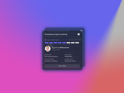 Employee project booking card booking card employee enterprise mockup schedule ui