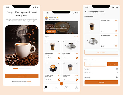 Coffee shop app app coffee design figma figma design mobile mobile design ui ui design ui ux uiux design ux ux design web design