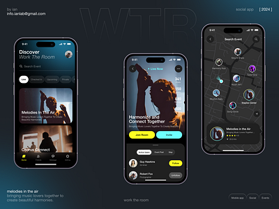 Social app app club app dark event make friends mobile room singing club social social app social contact ui ux
