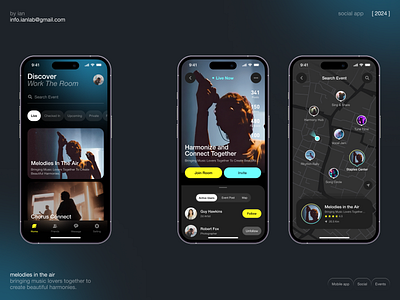 Social app app club app dark event make friends mobile room singing club social social app social contact ui ux