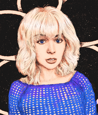 KallHerBlondie art color draw drawing illustration ink kallmekris photoshop portrait procreate sean quinn stippling