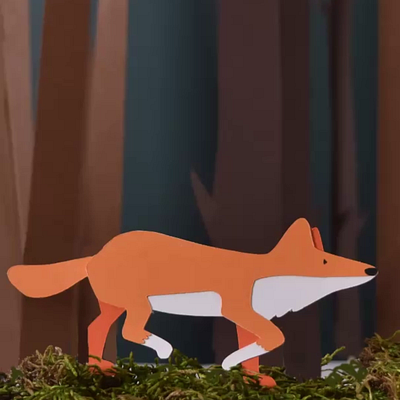 Fox in a Forest - Walk Cycle Paper Animation animation animation design paper animation stop motion animation tactile animation