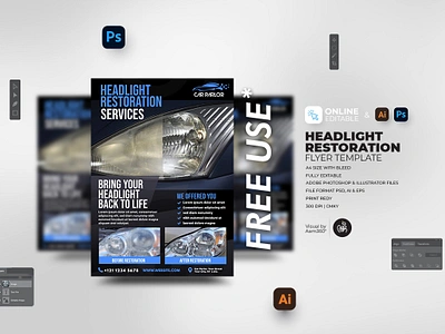 Headlight Restoration Service Flyer aam360 aam3sixty auto detailing auto fair car clean service car exhibition car light cloudy headlight fix design flyer template free flyer headlamp restoration headlight cleaning and polishing headlight polishing service headlight rejuvenation headlight restoration illustration motor show