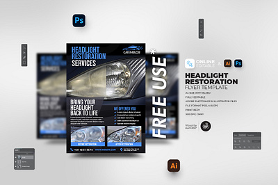 Headlight Restoration Service Flyer aam360 aam3sixty auto detailing auto fair car clean service car exhibition car light cloudy headlight fix design flyer template free flyer headlamp restoration headlight cleaning and polishing headlight polishing service headlight rejuvenation headlight restoration illustration motor show