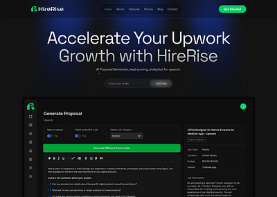 HireRise - AI Proposal Generator, lead scoring, analytics landing page saas ui user experience