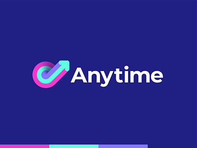 Anytime Calendar App Logo ai arrow artificial intelligence blue branding clean digital futuristic innovative minimal modern productivity purple sleek smart startup time vibrant