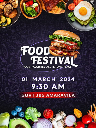 Food Festival Poster food foodfestival graphic design motion graphics poster poster designing ui