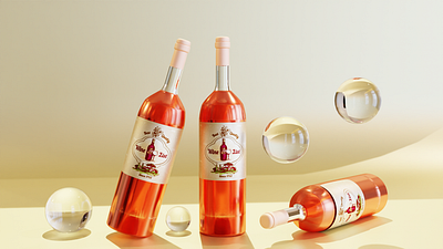 UV 3D Model 21: Wine Product 3d animation app branding design graphic design illustration logo motion graphics typography ui ux vector