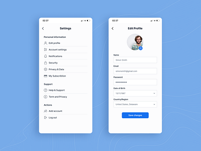 Daily UI #007 - Settings app design daily ui interface design mobile ui profile profile settings settings settings page system design user experience user settings ux design