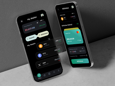 Crypto Wallet Mobile App android bitcoin btc clean crypto crypto mobile app crypto wallet crypto wallet mobile app dark theme design minimal mobile mobile app mockup muhammad ali ui upnow studio user interface ux wallet