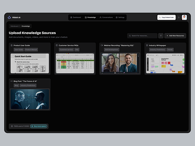 Train Chatbot with resources ai design b2b b2b design chatbot dashboard design product designer ui