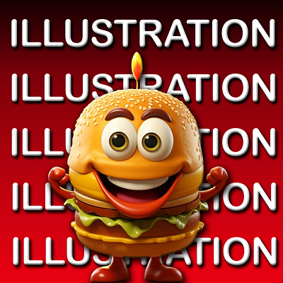 BURGER ILLUSTRATION 3d abstarct art adobe illustrator adobe photoshop ai animation animative design branding burger burger illustration design graphic design illustration logo motion graphics ui vector