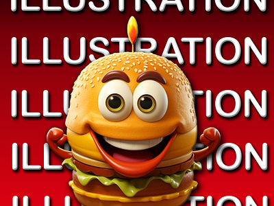 BURGER ILLUSTRATION 3d abstarct art adobe illustrator adobe photoshop ai animation animative design branding burger burger illustration design graphic design illustration logo motion graphics ui vector