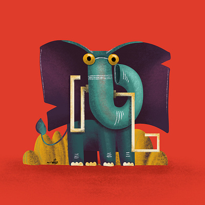 Abstract Elephant: A Play of Color and Form abstract character deisgn design elephant graphic graphic design illustration illustrator procreate