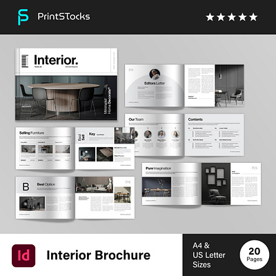 Interior Luxury Brochure for Property Hotel Template Landscape a4 brochure architecture branding creative magazine design fashion magazine graphic design interior interior magazine layout lookbook magazine minimalist design modern interior photography template