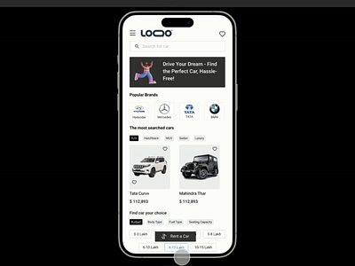 Car buying Renting App app ui car app ui