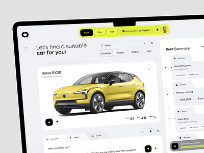 Car Rental AI Assistant Dashboard ai app assistant auto car crm dashboard design interface product saas ui ux web