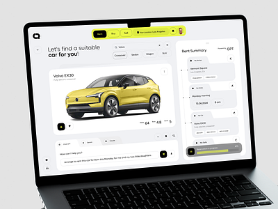 Car Rental AI Assistant Dashboard ai app assistant auto car crm dashboard design interface product saas ui ux web