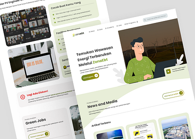 ZonaEbt Homepage Redesign homepage landing page learning minimalist design renewable energy ui ui exploration ui redesign user interface website design website redesign