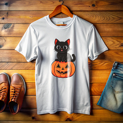 Halloween Black Cat T-Shirt design colorful cat shirt design graphic design illustration logo t shirt design t shirt designs