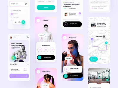 Health and Fitness Tracking | Mobile App activity tracker app design bodybuilding fit fitness fitness app gym health health tracking healthcare map mobile app navigation sport ui kit uidesign uxdesign workout workout app workout tracker