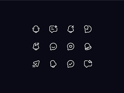 Message, Notification Icons - Outline Style assets bell branding forward icon icon pack iconography icons like comment messeage neaticons notification read comment ring bell send snozz ui ui design uiux web design