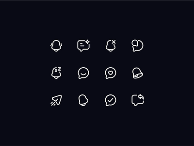 Meseage, Notification Icons - Outline Style assets bell branding forward icon icon pack iconography icons like comment messeage neaticons notification read comment ring bell send snozz ui ui design uiux web design