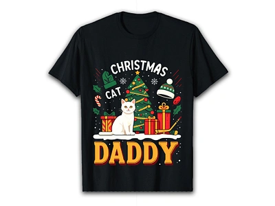 Christmas cat daddy tshirt design branding custom tshirt custom tshirt design design graphic design illustration love professional tshirt design unique