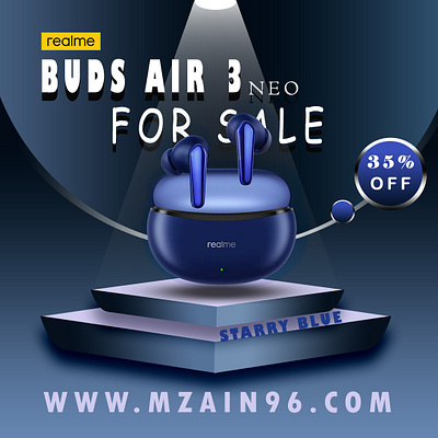 Modern Tech Product Poster for Realme Buds Air 3 Neo branding