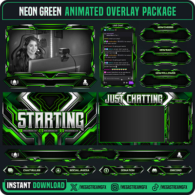 Green Stream Overlay - Clean Overlay | Stream Overlays Package green overlay