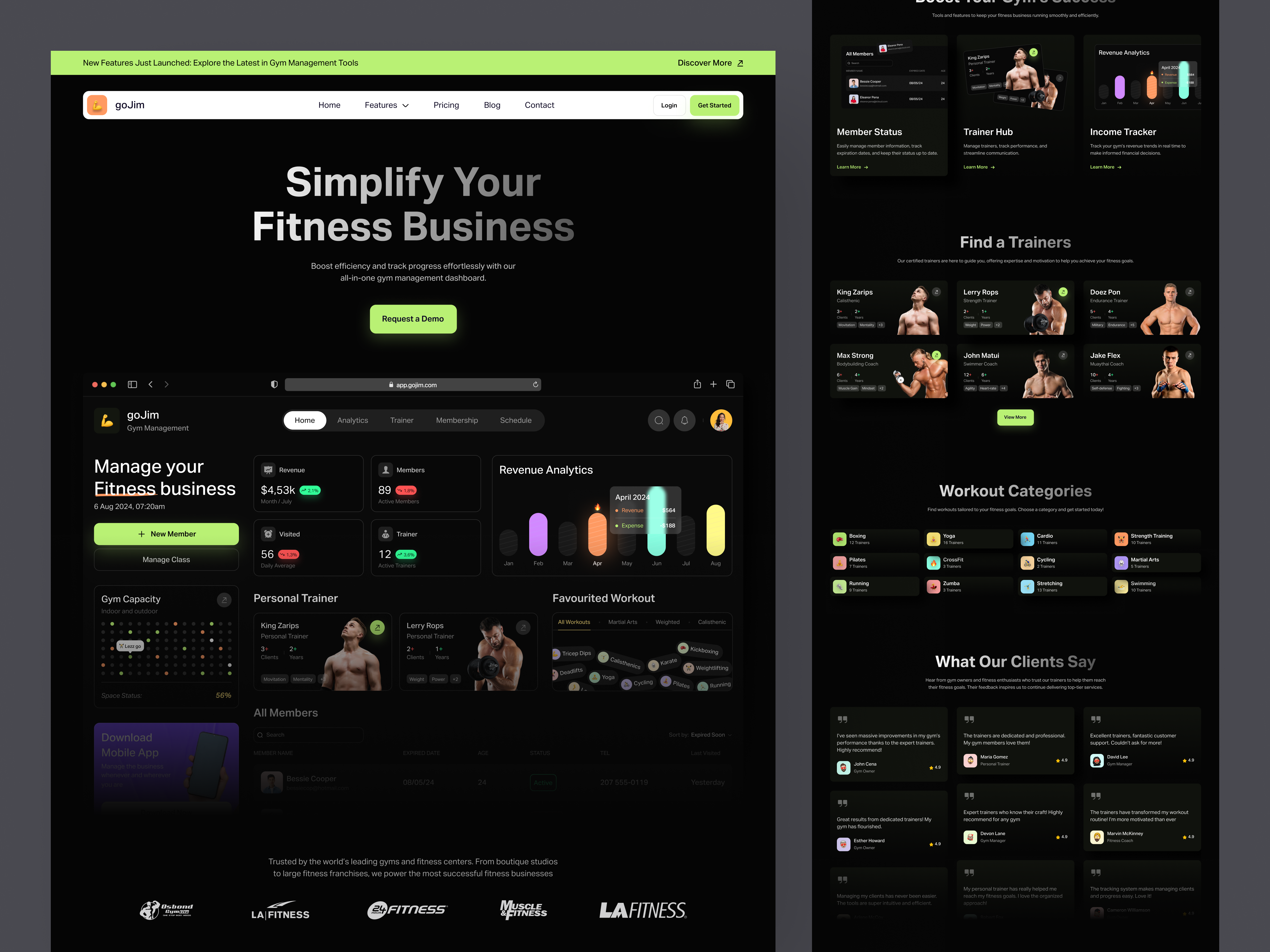 Example of Gym Management - Landing Page