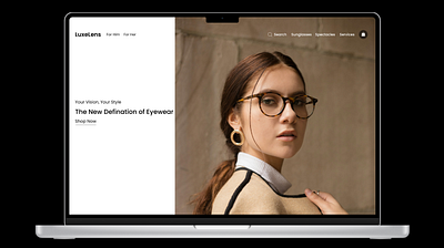 LuxeLens - Modern Eyewear E-commerce Website 3d animation branding graphic design logo ui