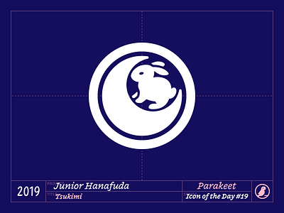 Icon of the Day #19 bunny crescent design hanafuda icon icons illustration junior moon parakeet playing cards rabbit tsukimi vector