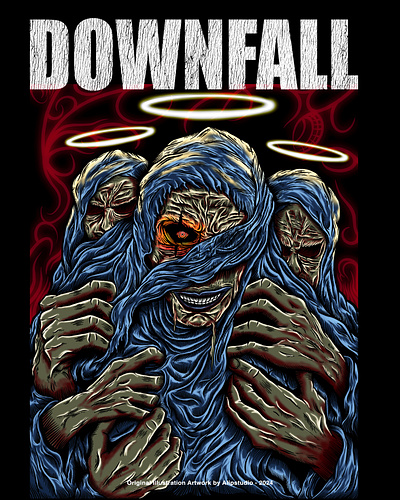 DOWNFALL alipstudio angels engraving evil freelance hand drawing horror illustration illustrator opentowork poster poster design scary spooky underworld