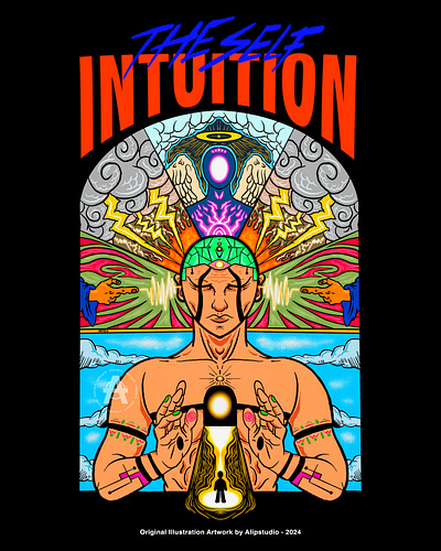 SELF INTUITION alipstudio awakening design freelance illustration illustrator intuition life mystical myth opentowork poster poster design soul