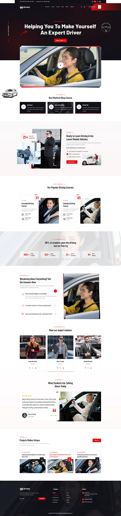 Drivinly – Driving Car School and Driving Trainer WordPress Them app branding graphic design illustration typography