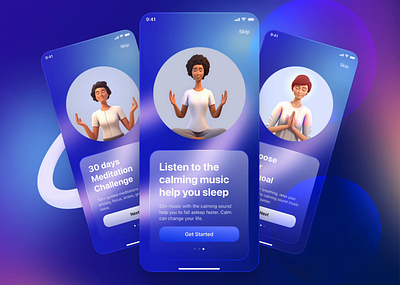 Meditation App Onboarding animation meditation onboarding screen ui