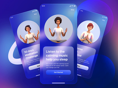 Meditation App Onboarding animation meditation onboarding screen ui