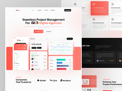 Saas Website / SkyScale ⛅🌤 analytics b2b homepage landing page managment marketing performance managment project managment saas saas landing page saas ui saas website startup ui uiux web design website website design