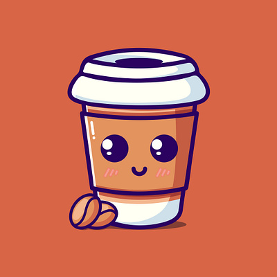 A Cute Coffee Cup Cartoon Character Illustration animation branding cartoon character coffee cup design graphic design icon illustration logo